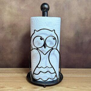 Vintage Owl Paper Towel Holder - Vertical Bronze Colored Metal